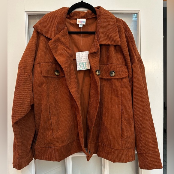 LuLaRoe Berlin Rust Corduroy Button Down Jacket Women’s Plus Size 2X NWT - Picture 1 of 12